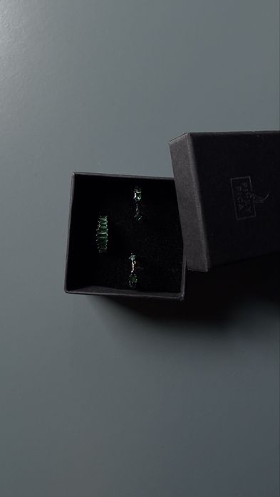 Zestaw Picky Pica pierścionek + kolczyki czarny mosiądz