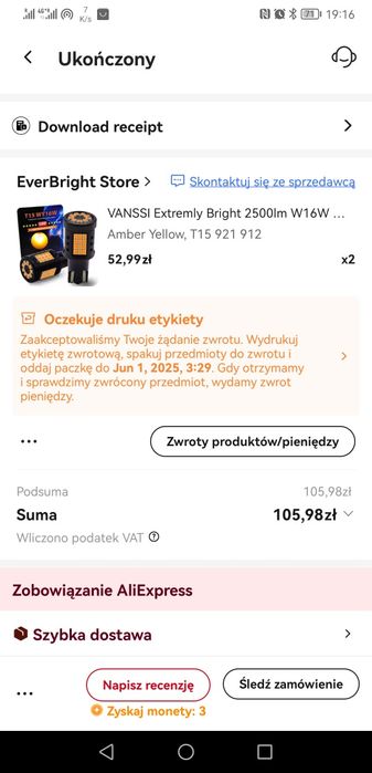 4x Żarówki Led w16w pomarańczowe nowe 2500 lm