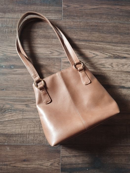 Debenhams torebka do ręki brązową pojemna trapezowa