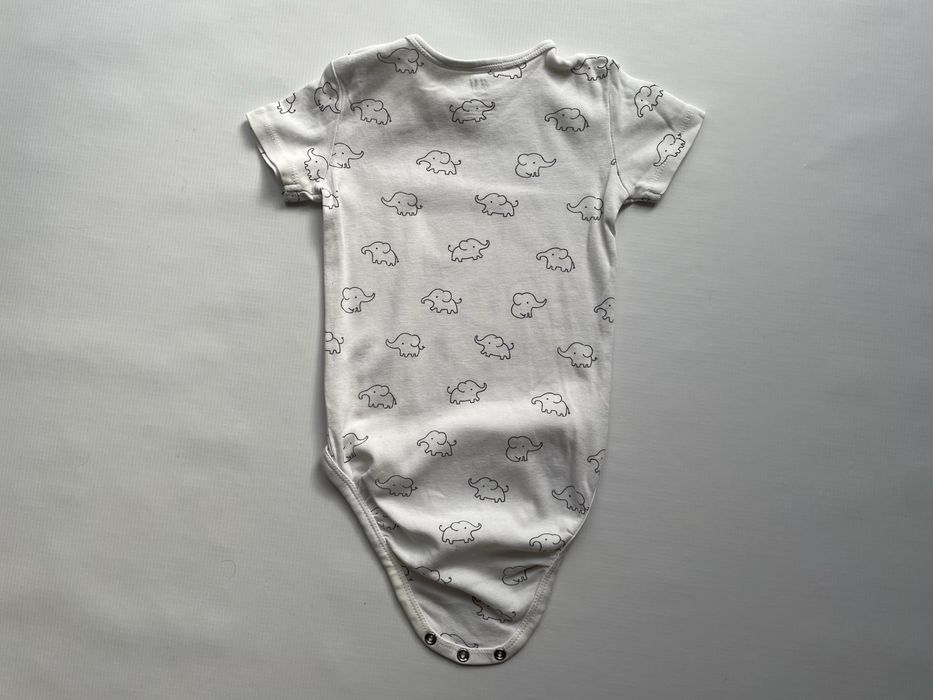 H&M body w słoniki 86, bawełna organiczna, krótki rękaw