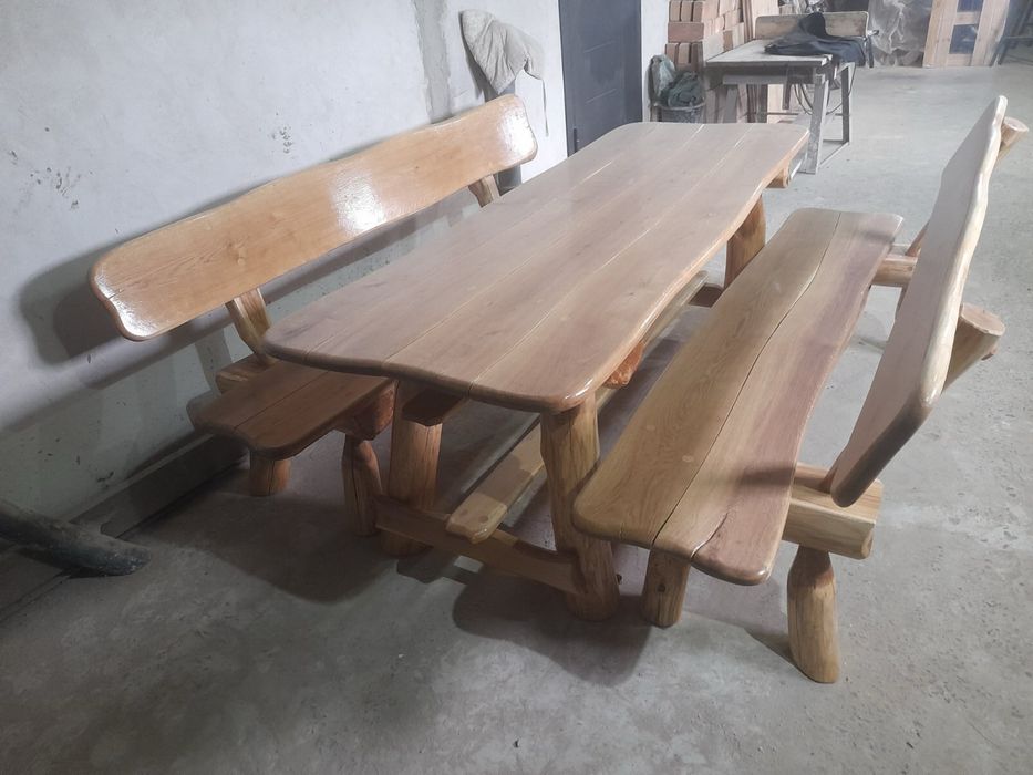 Дубовий стільз лавками(ручна робота)