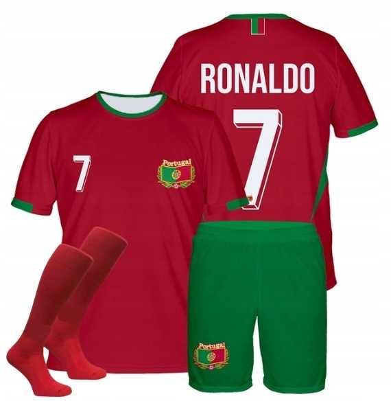 Strój / komplet piłkarski RONALDO PORTUGALIA 7 + getry rozm. 140