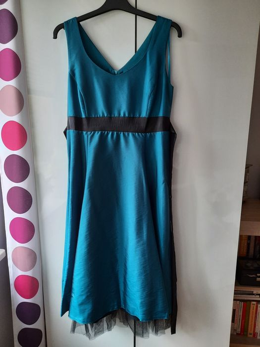Elegancka sukienka 40/42 niebieska/turkus