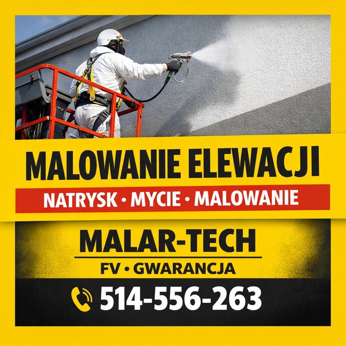 Mycie elewacji, malowanie elewacji fasady, fasada,malowanie natryskowe