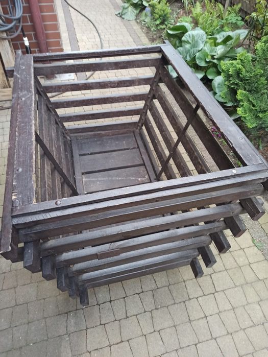 Wózek drewniany na kółkach (108x88x60cm) - idealny na drewno kominkowe