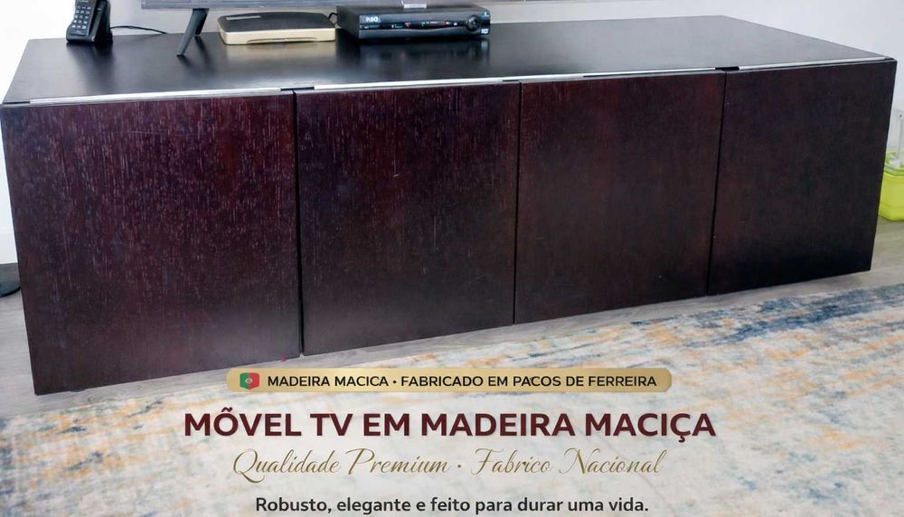 Móvel TV em madeira maciça – Fabricado em Paços de Ferreira