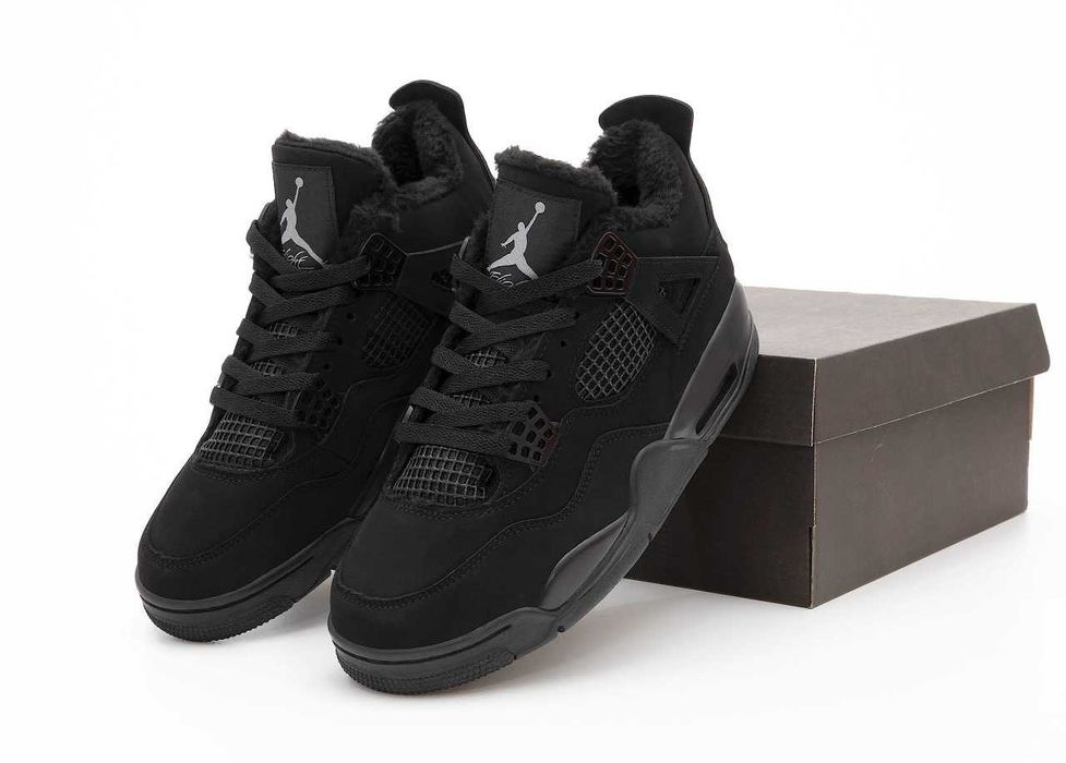 Мужские зимние кроссовки с мехом Nike Air Jordan 4 "Black Cat" Winter