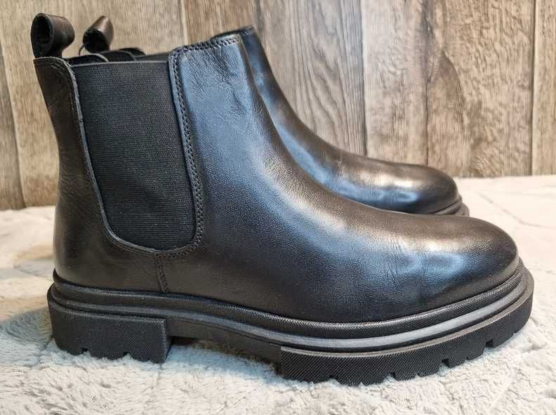 Czarne, skórzane sztyblety Zign, 40