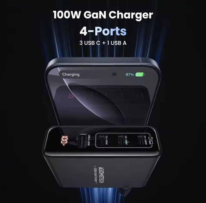 Asometech 100w з дісплеем. Блочок швидкісної зарядки