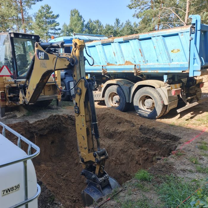 Usługi koparką -ładowarka , koparką gąsienicowa 16t , transport 6×6
