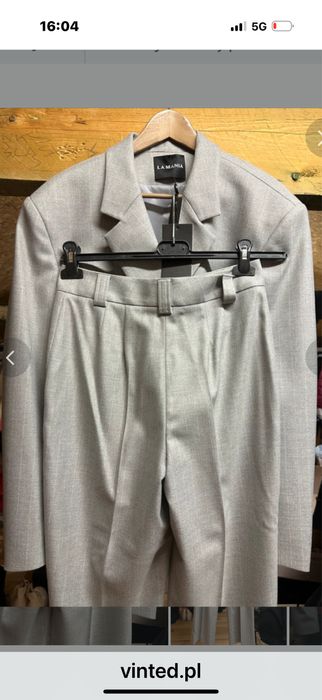 Garnitur La Mania szary/biały prążek roz. 38