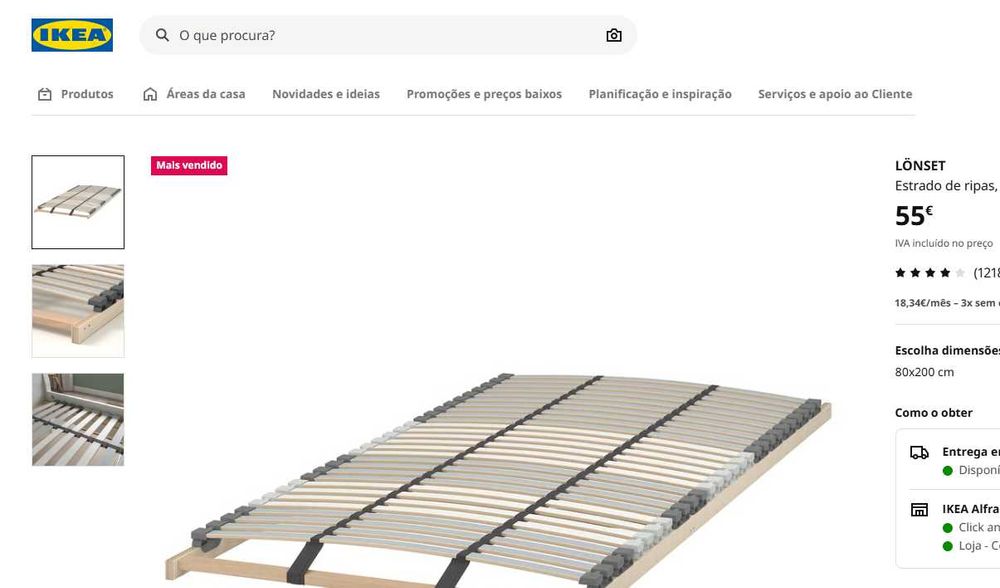 Estrado de ripas para cama 80x200 completamente novo