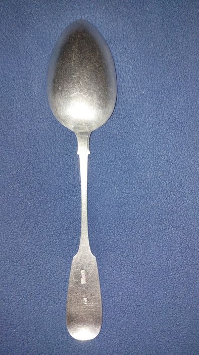 Антикварная столовая ложка, серебро 84 пробы, 1894 год.