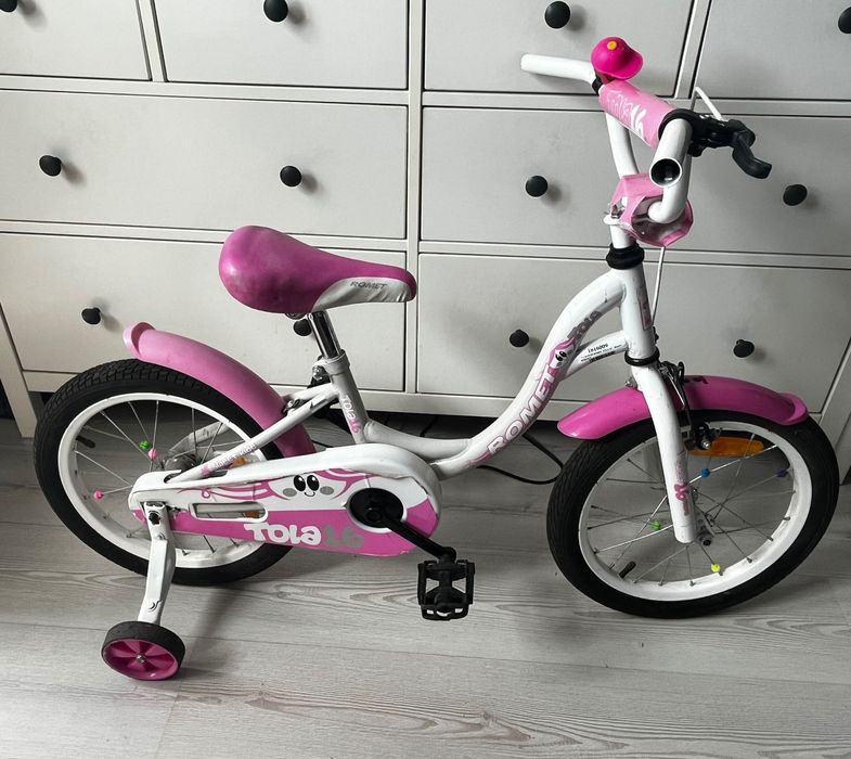 Rower Romet Tola 16 biało- różowy gratis nowe dodatkowe kółke