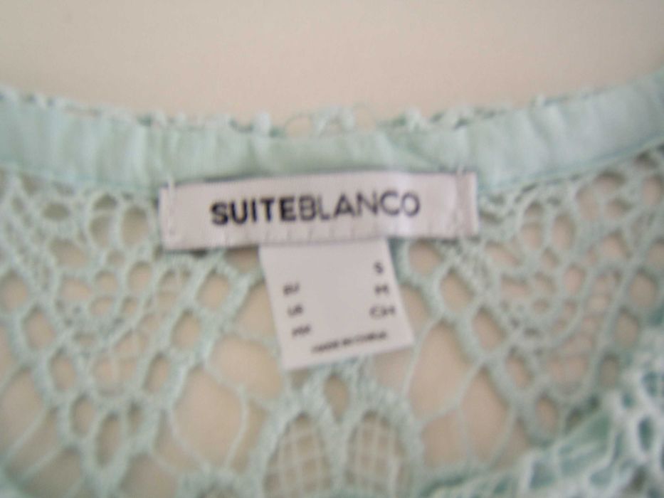 Tunica verde água em renda guipure