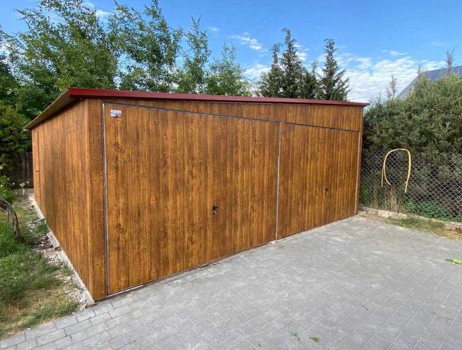 Garaż blaszany 6x5, jednospadowy garaż na dwa stanowiska, tanie garaże