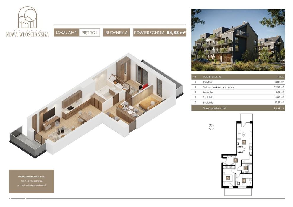 NOWE trzypokojowe mieszkanie 54,69m2 z miejscem parkingowym