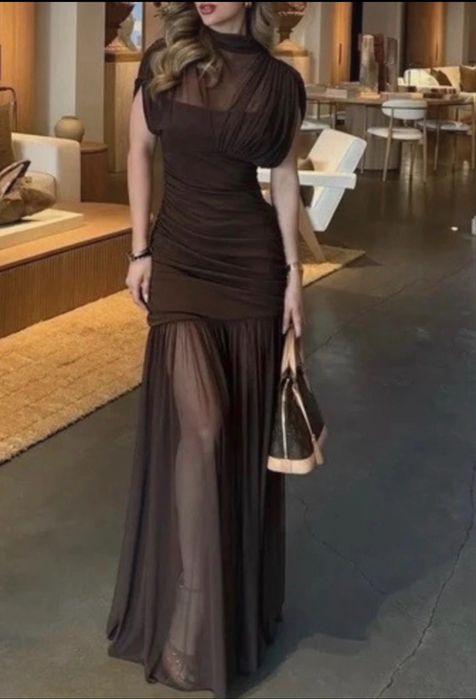 Sukienka Zara , rozmiar XS , nowa , brazowa , unikat