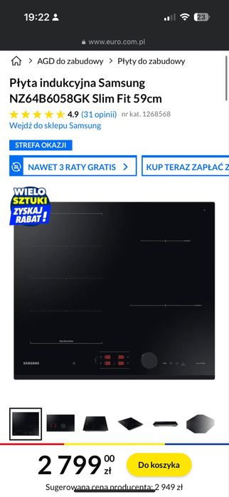 Płyta indukcyjna Samsung NZ64B6058GK Slim Fit  59 cm