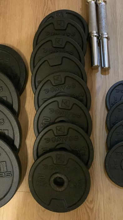 Discos de musculação + barras