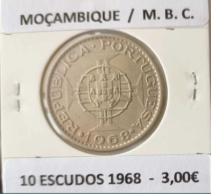 3 Moedas Portuguesas 10 Escudos Níquel da  Ex Colónia Moçambique