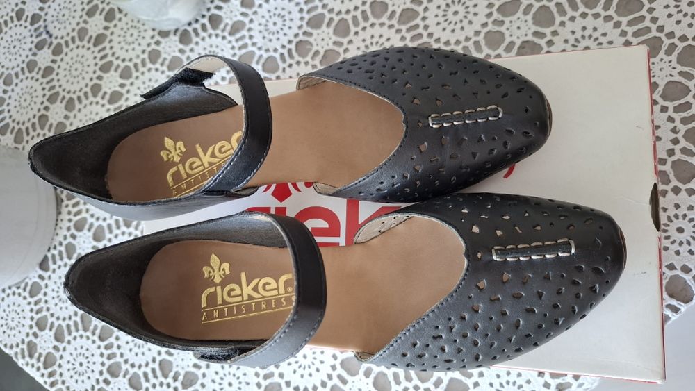 Sandały półbuty rieker r 38 czarne skóra naturalna