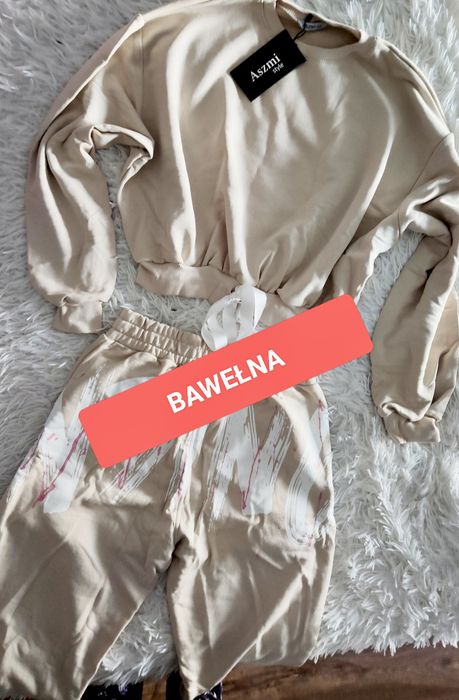 Bawełna dres M beżowy