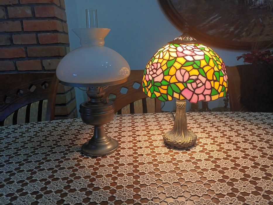 Lampka witrażowa Tiffany retro vintage lampa stołowa nocna