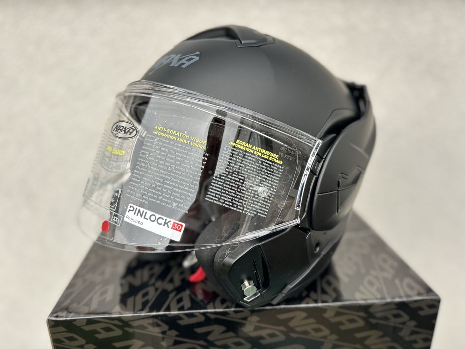 Kask motocyklowy modulowy NAXA FF1 rozmiar XXL 63-64cm,czarny,Szczeka!