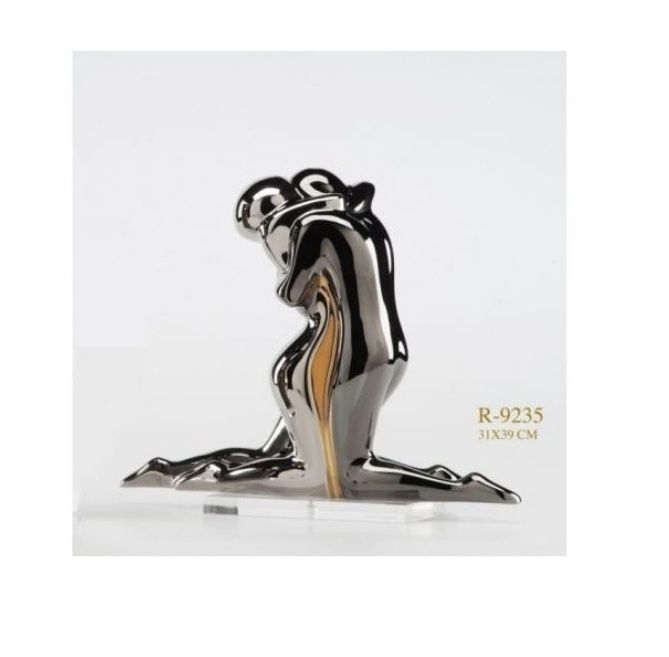 Figura  porcelana Galos platino e ouro