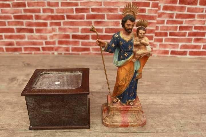 Antiga Imagem de São José com o Menino Jesus em Terracota Policromada