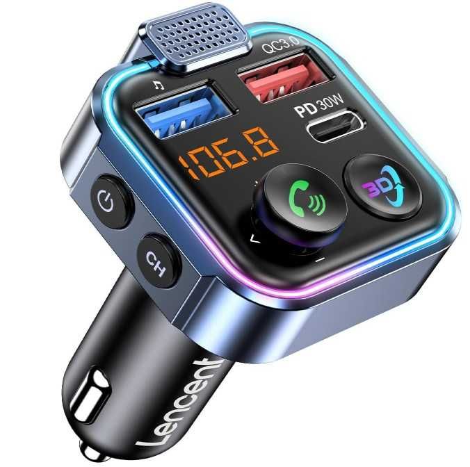 Transmiter samochodowy Bluetooth FM, szybka ładowarka LENCENT BT23R