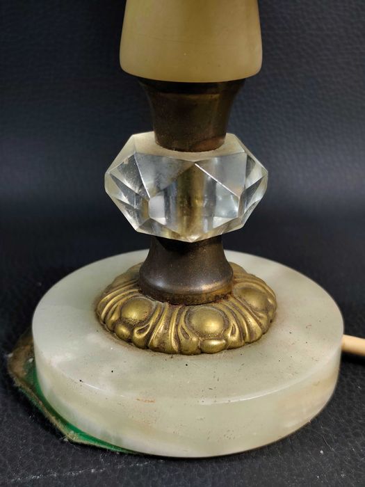 Lampa Stołowa Alabaster Mosiądz