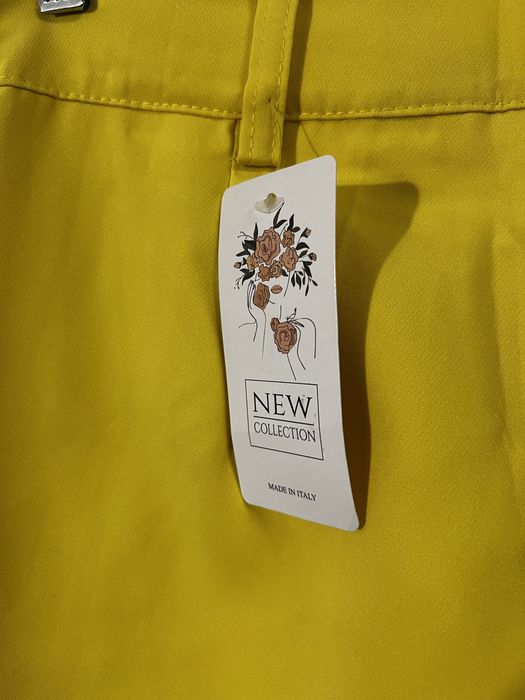 Nowy włoski garnitur damski – modny cytrynowy kolor