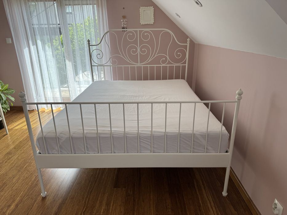 Łóżko białe metalowe 160x200 ikea