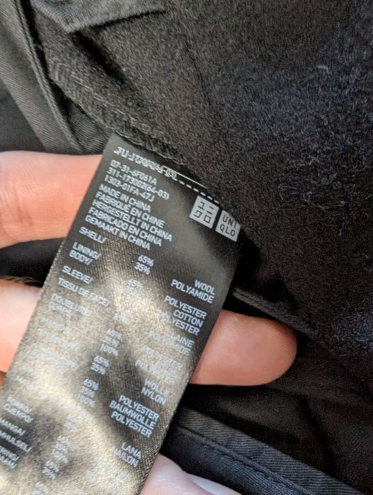 Czarny płaszcz wełniany Uniqlo wool coat jesienny jesień