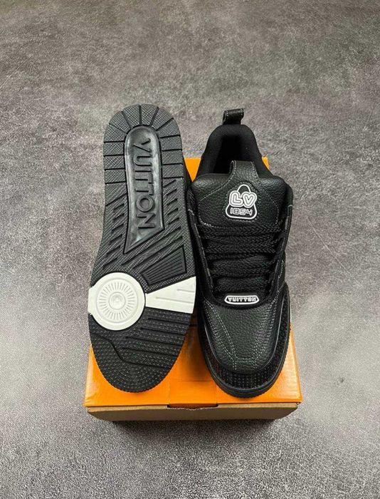 Кросівки Louis Vuitton LV Skate Grained Leather Trainer Black Sneaker