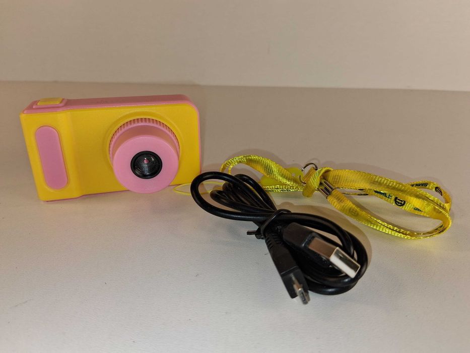 B052 Aparat Fotograficzny Cyfrowy Dla Dzieci Żółty Różowy Kabel Smycz
