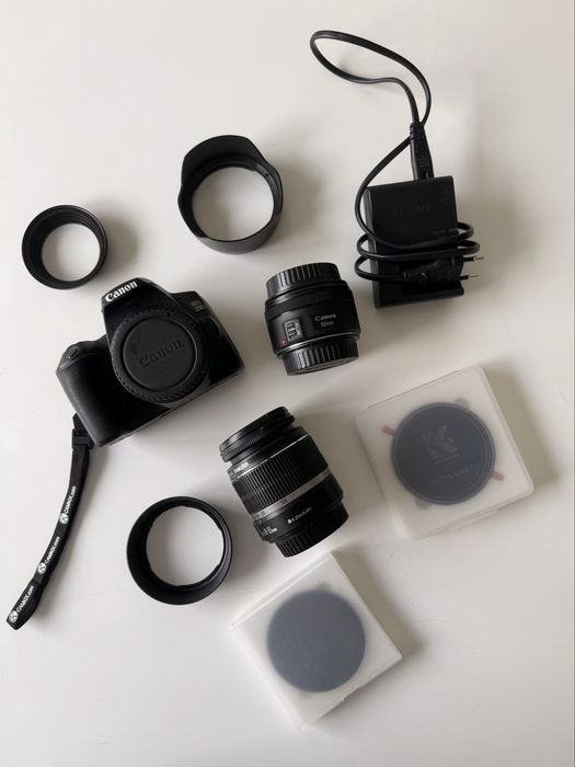 Canon 250D + Canon EFS 50mm 1.8 + Canon EFS 18-55 IS + filtros