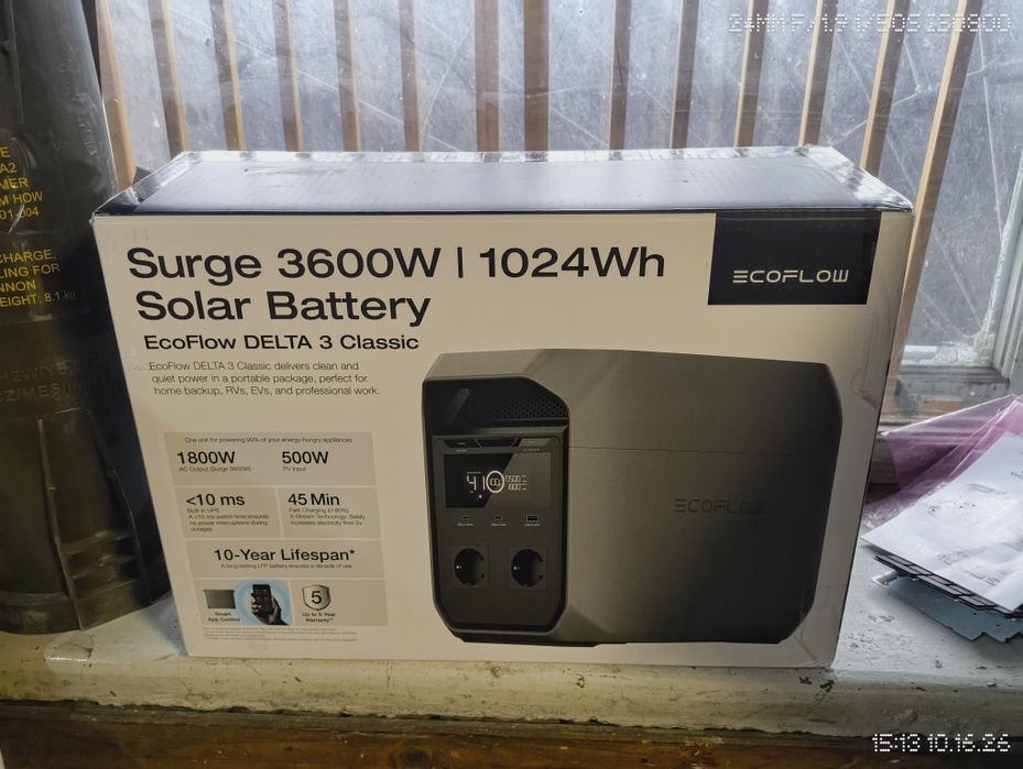 Зарядна станція EcoFlow Delta 3 Classic / 1800 Вт / 1024 Вт⋅год / LiFePO4