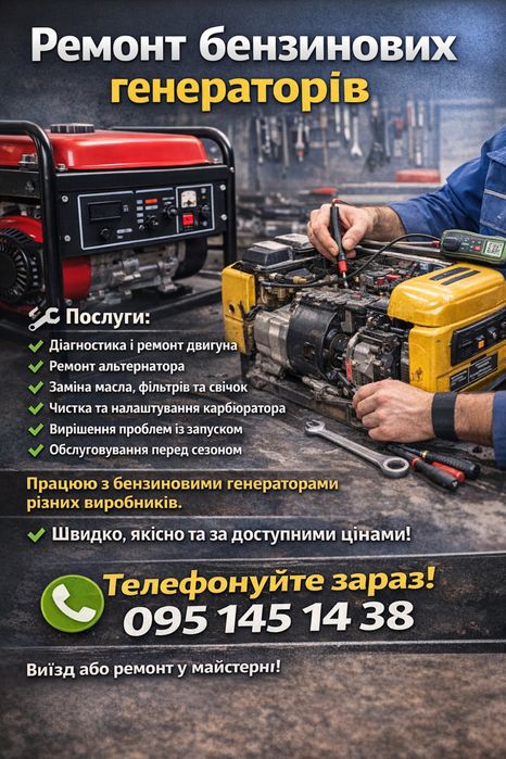 Ремонт генераторів Київ, Гостомель, Буча, Ірпінь — виїзд майстра