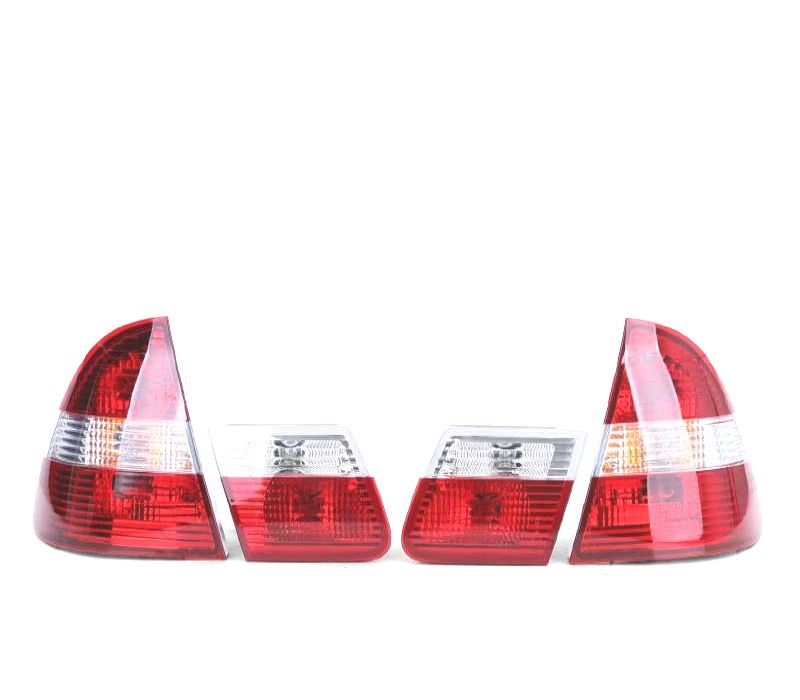 FAROLINS TRASEIROS BMW E46 TOURING 98-05 VERMELHO BRANCO