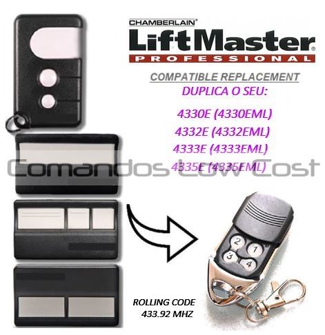 Comando Garagem compatível com Chamberlain Liftmaster