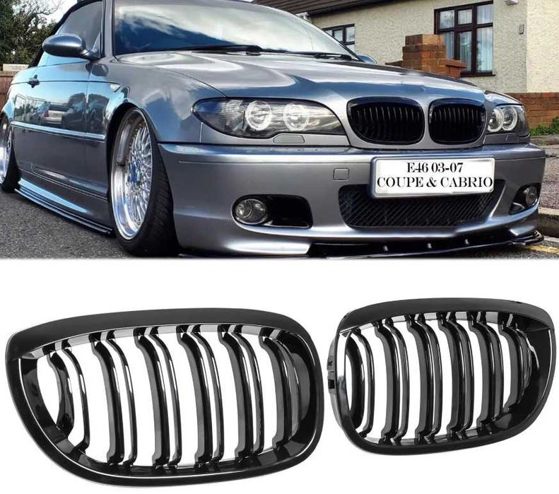 Nerki grill atrapa Czarny połysk BMW E46 COUPE CABRIO LIFT 2003/2007