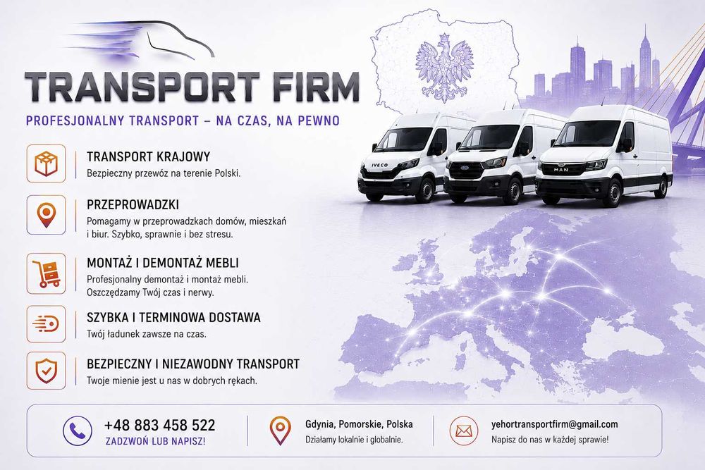 Szybki transport i przeprowadzki – tanio, solidnie, od ręki! Województwo pomorskie i cała Polska