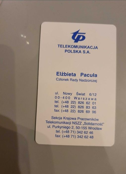 Karta telefoniczna - wizytówka Elżbieta Pacuła
