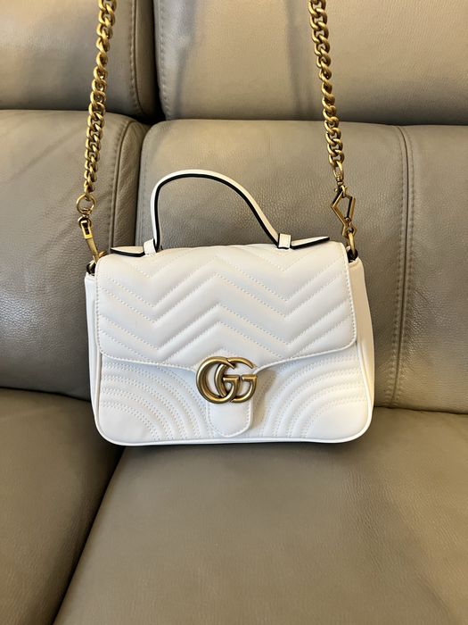 Gucci GG Marmont Small Top Handle Bag w kolorze białym
