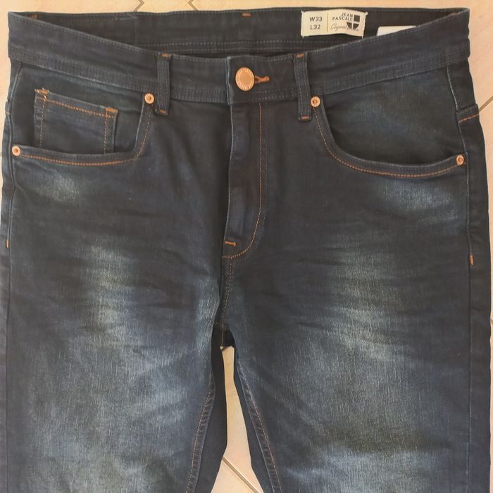 firmowe męskie spodnie jeans-33/32-L-JEAN PASCALE-elastyczne