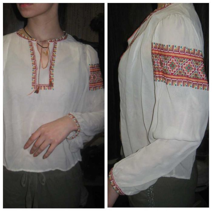 Вышиванка-блузочка нежная и воздушная. 46.