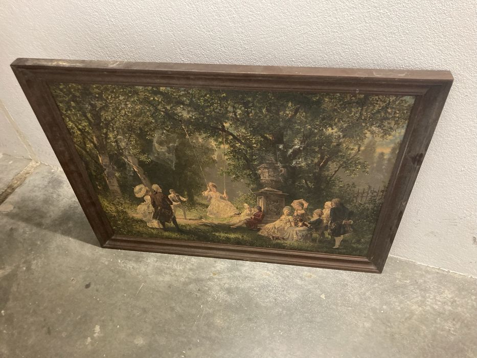 Pingura oleo / Moldura ( antiga em mogno)